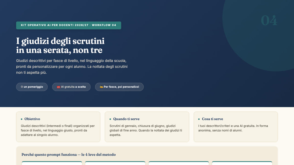 Pagina del Kit: i giudizi degli scrutini in una serata