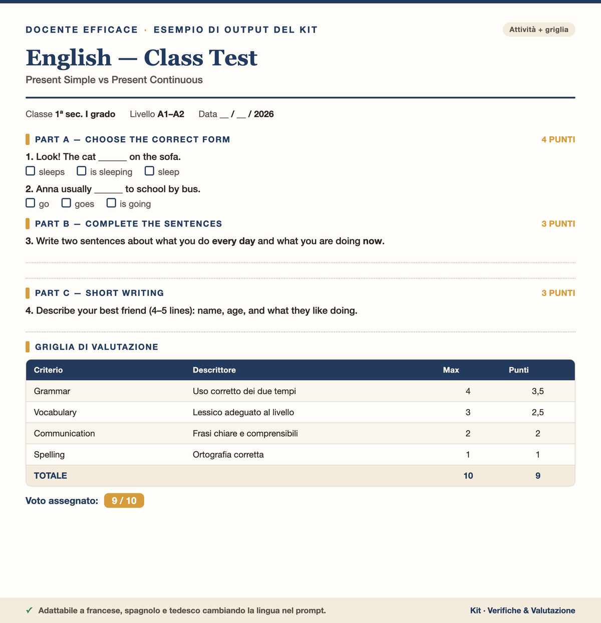 Verifica di inglese