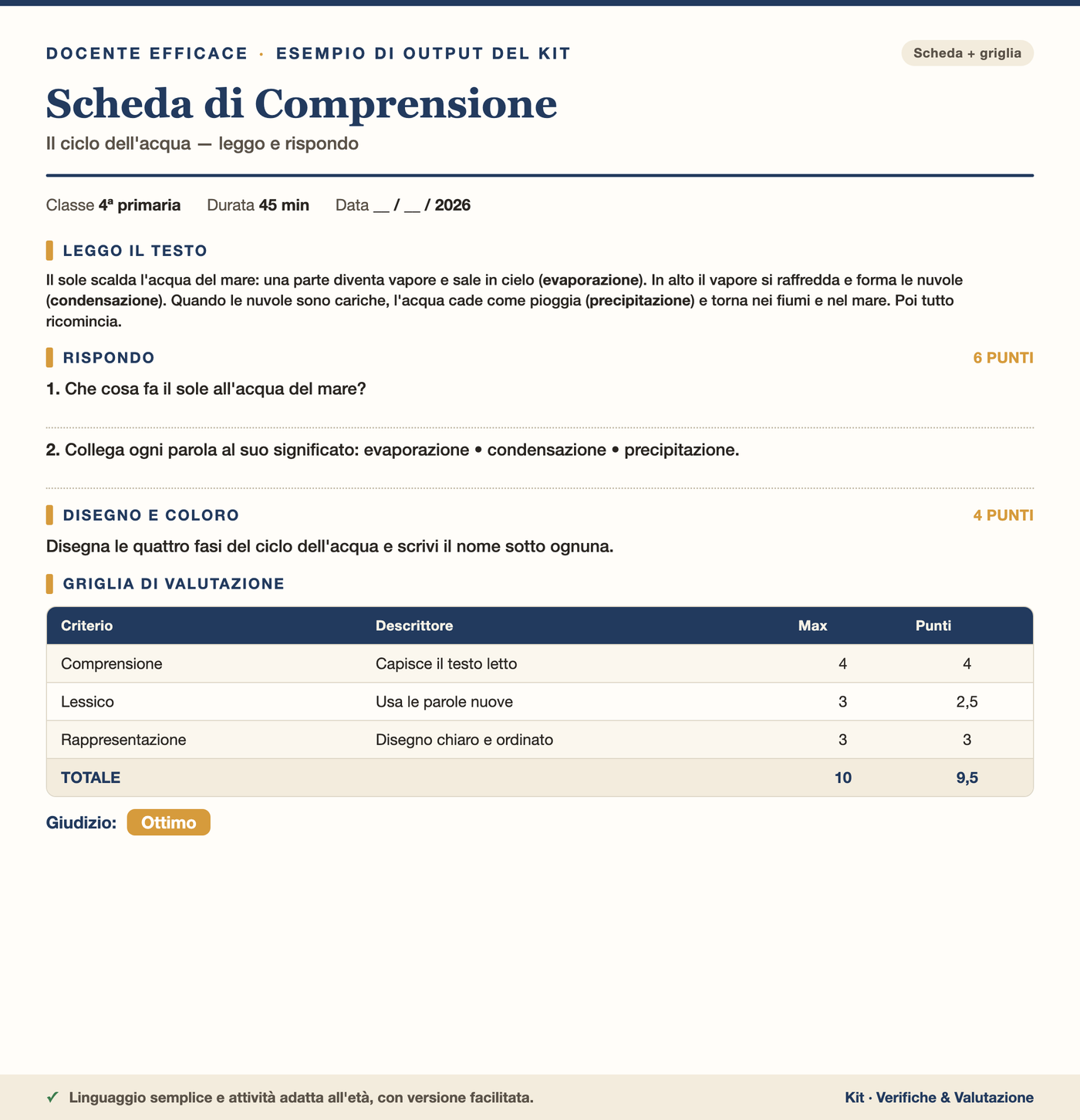 Scheda per la primaria