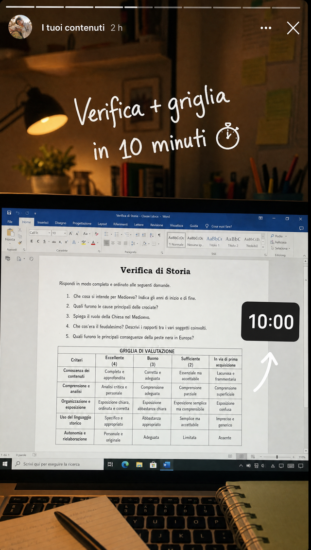 Verifica + griglia in 10 minuti ⏱️